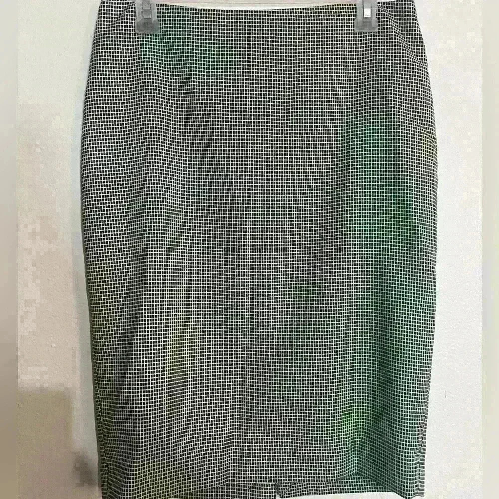 The Limited Black & White Grid Pencil Skirt